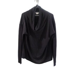 Sarah Pacini Cowl Neck Back Slit Knit Sweater - Black O/S